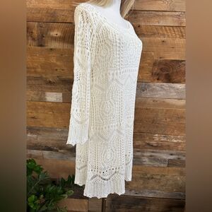 H&M Off-White Crocheted Cotton Dress with Liner – sz M EUC